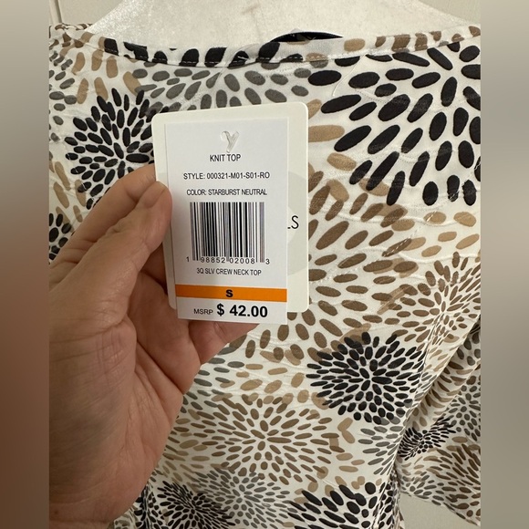 Emily Daniels quarter sleeve spandex pullover relaxed fit top Small - Picture 4 of 8